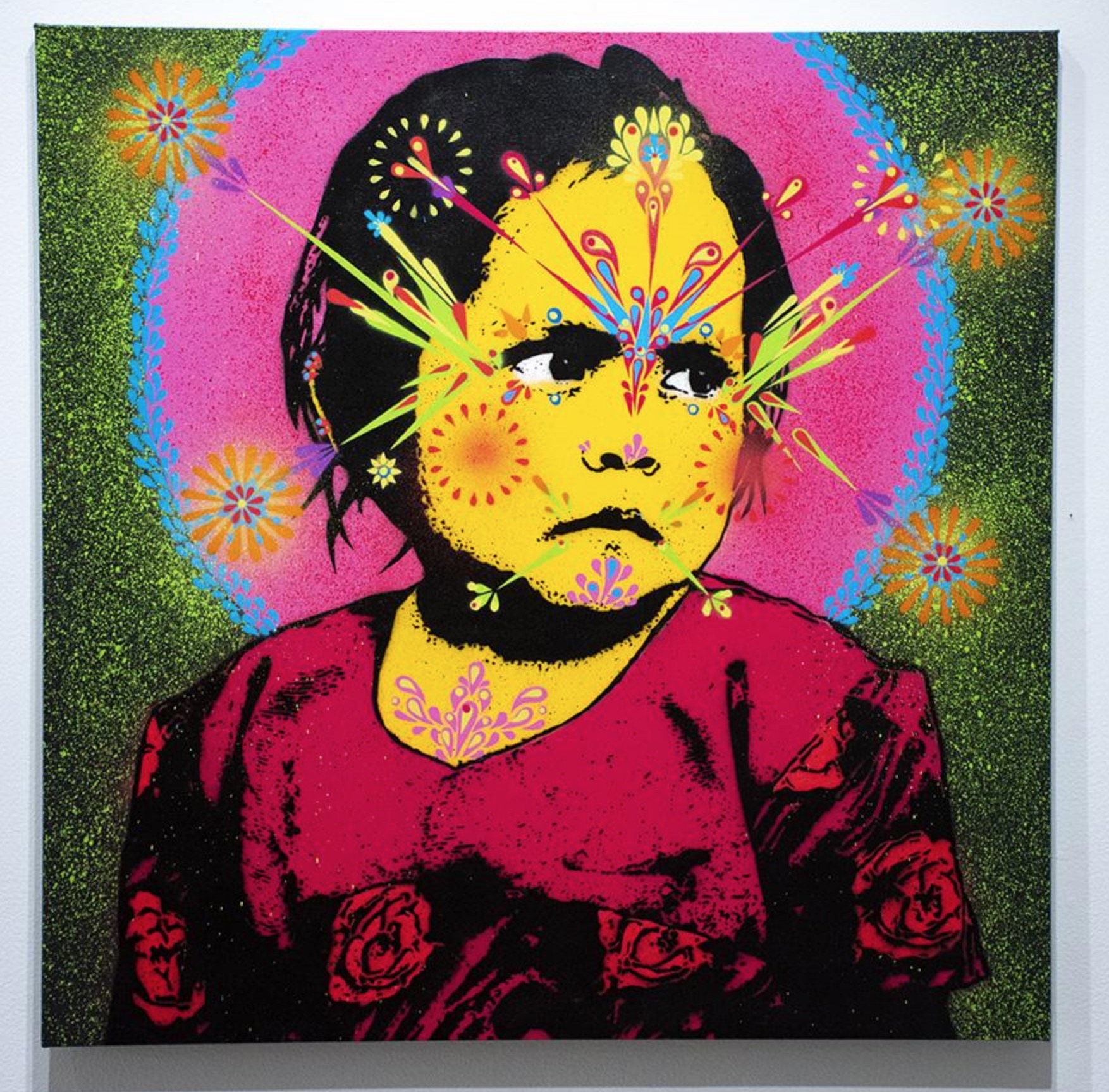 "Las Delicias Girl,” 2019. Spraypaint on canvas. 30 x 30 in., 76 x 76 cm.
